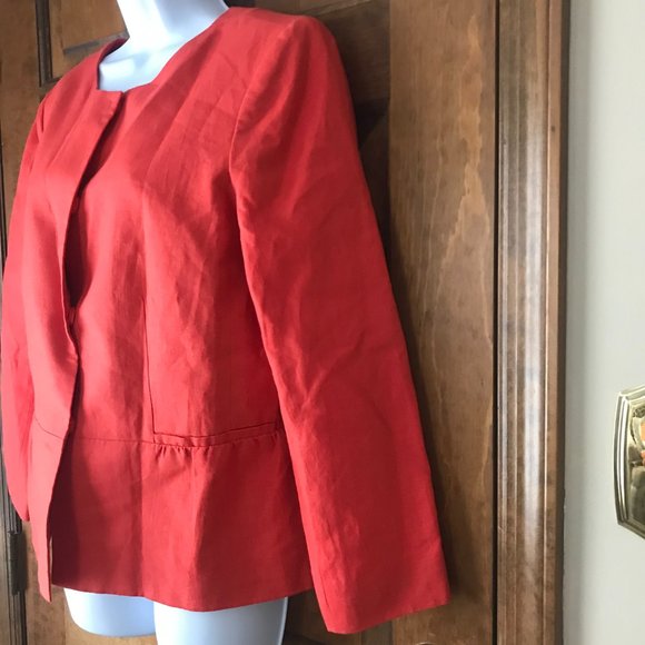 NWT Talbots Red Linen Jacket w/Peplum Size 12 - Picture 5 of 10